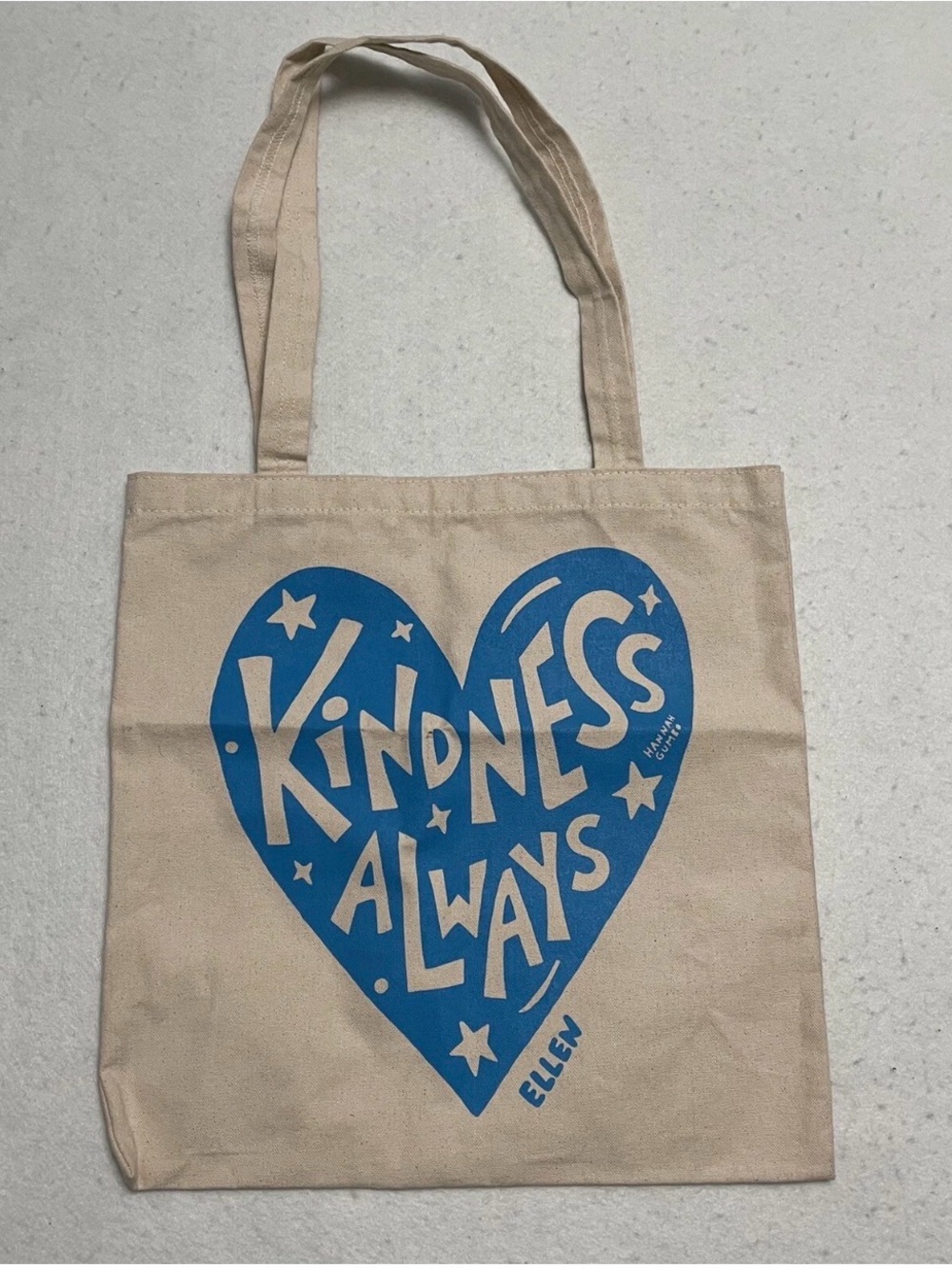 'Kindness Always' Heart Print Canvas Tote Bag NEW